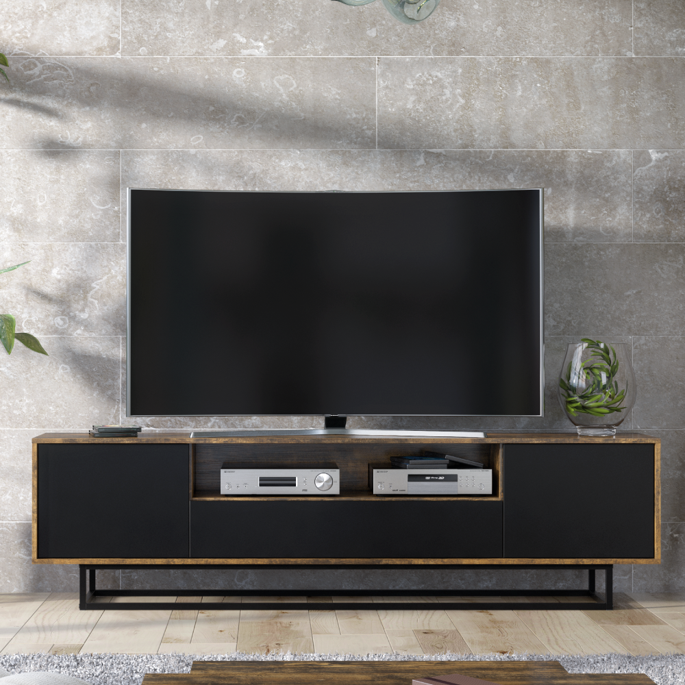 TV Unit 200cm | Loft | Vintage | Industrial |  Black | Oak  ⭐⭐⭐⭐⭐