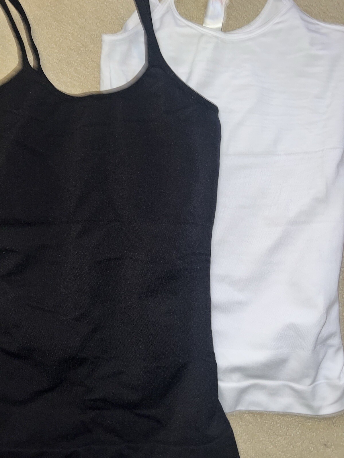 Curveez Shaping Tanks set 2 white Black large Firm shaper tummy control new LG 