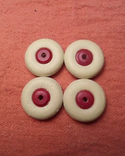 4  NEW White Rubber TIRES 1" w/wood hubs  HUBLEY Champion AC Williams Cast Iron 