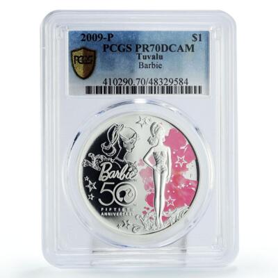 Tuvalu 1 dollar 50th Anniversary of Barbie Doll Toys PR70 PCGS