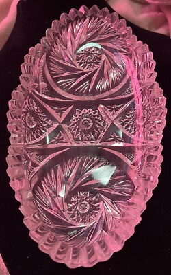 VINTAGE NUCUT PRESSED GLASS AZTEC PINWHEEL PICKLE/CANDY ETC SERVING ...