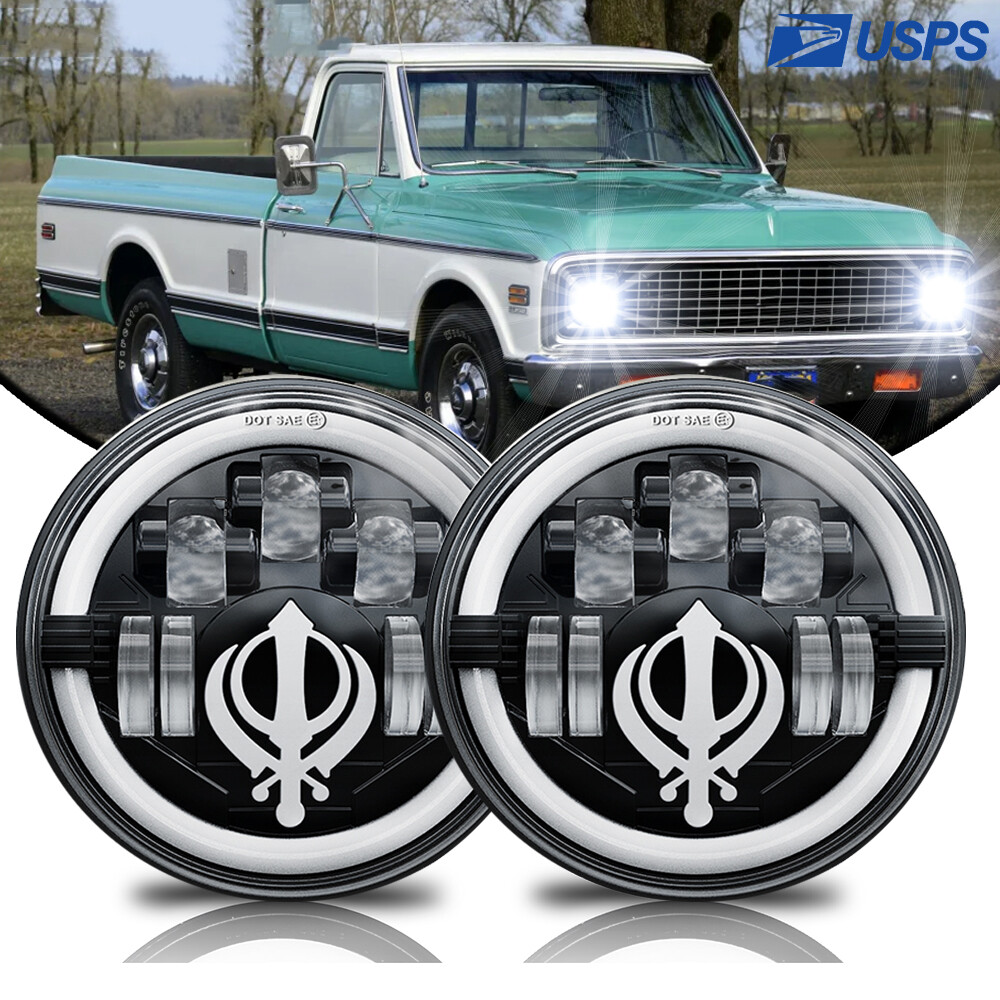 For 1967-1972 Chevy C10 A+ 7 Inch Led Headlights Round D Cch Indicado En Descripción