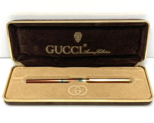 Old GUCCI Sherry Line Brown Cap type Ballpoint Pen wz/Box Vintage Very Rare F/S - Picture 1 of 7