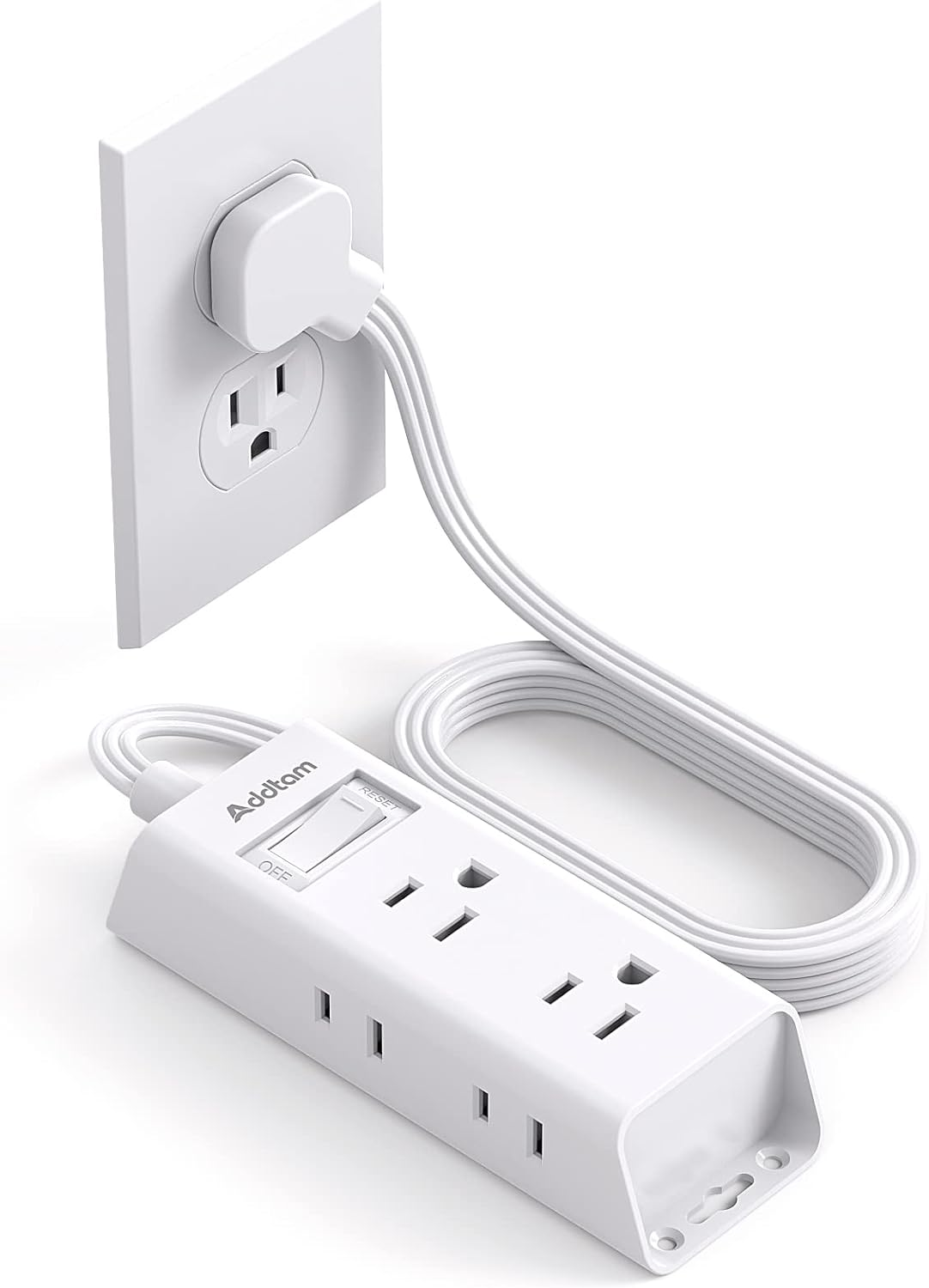 Cruise Essentials - Flat Plug Power Strip,  5 Ft Ultra Flat Extension Cord with