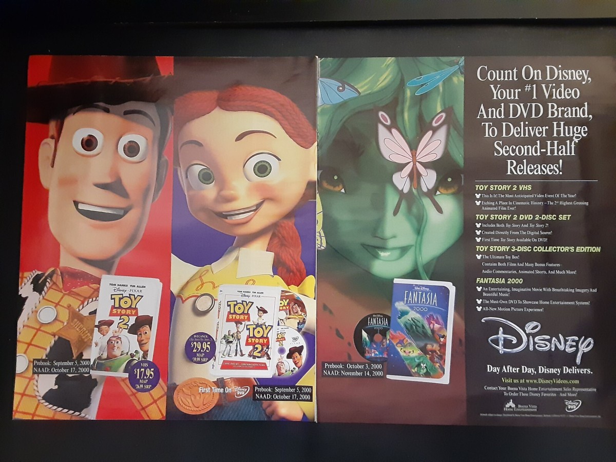 Toy Story 1 & 2 Fantasia 2000 Rare Original DVD Promo Poster Ad