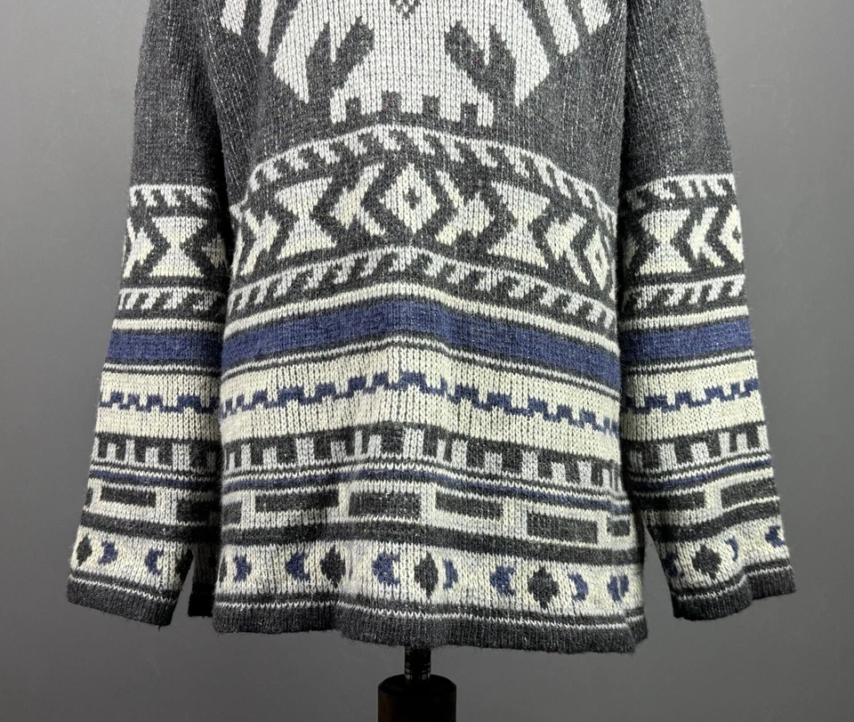 Vintage CHEVIGNON ANDJAKORDA Gray Cowichan Knitting Oversize Sweater Size XL - Image 4 of 4