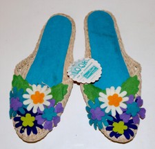 SIMON SIMPLE vintage mod flower power slippers M NWT rare
