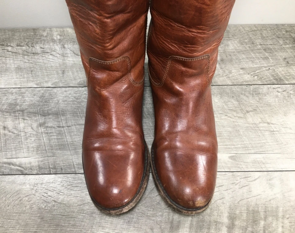 Womens Frye #77167 Melissa Button Leather Equestrian Riding Biker Boots Size 7.5 - Image 4 of 4