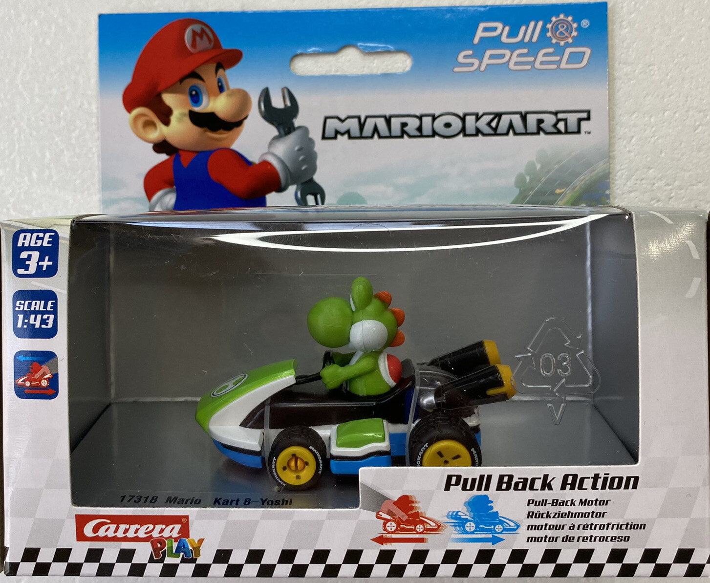 Mario Kart Pull & Speed YOSHI Racer Nintendo Pull Back Action 1:43 2.5”  Age 3+