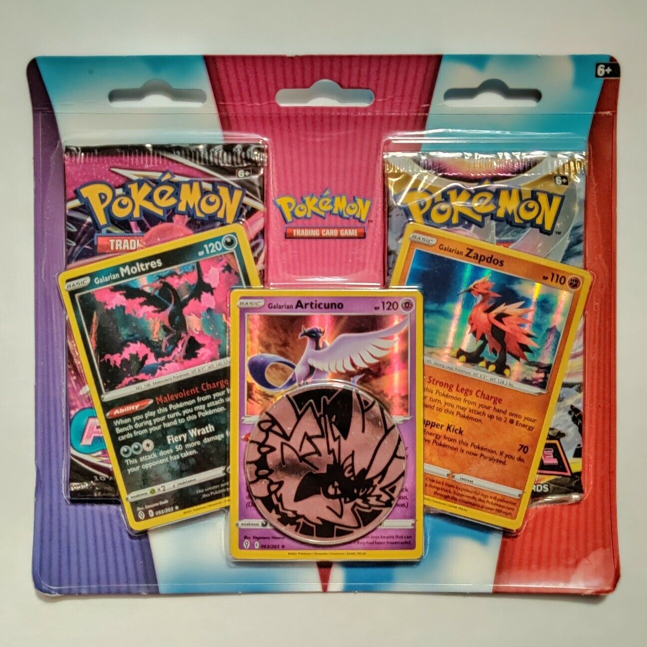 Pokémon TCG: Galarian Articuno, Galarian Zapdos & Galarian Moltres Cards  with 2 Booster Packs & Coin