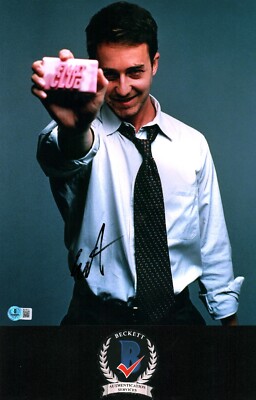 EDWARD NORTON SIGNED FIGHT CLUB TYLER DURDEN 11X14 PHOTO FINCHER FILM BAS  COA