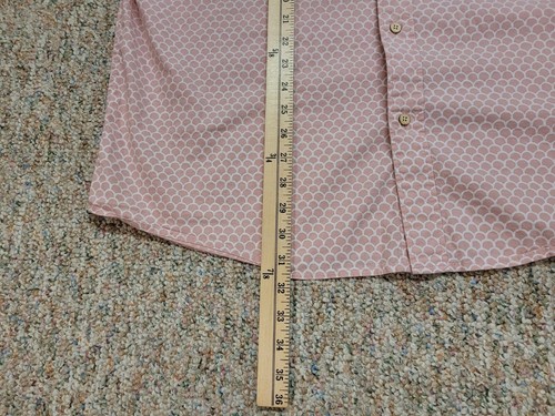 Faherty Shirt Mens 2XL Pink Geometric Button Down Short Sleeve Organic Cotton - Picture 10 of 14