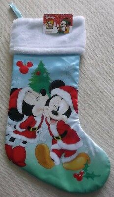 DISNEY MICKEY AND MINNIE MOUSE BLUE CHRISTMAS STOCKING - NEW