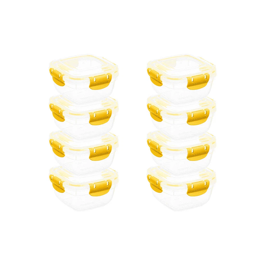 Superio Plastic Food Storage Containers, Airtight Lids, 16 oz., Yellow, 8 pack