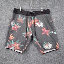 Volcom Board Shorts Mens 30 Gray Stoneys Floral Surf Trunks Swimwear Hawaiian