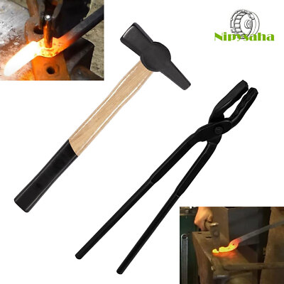 Blacksmith Tongs Wolf Jaw Blacksmithing Tongs & Blacksmith Hammer For Beginner
