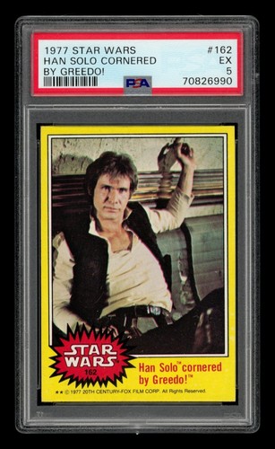 1977 Topps Star Wars #162 Han Solo cornered by Greedo! — PSA 5