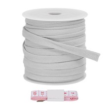 Flat Drawstring Cord 10mm x 27 Yd, Replacement Flat Rope with Ruler Grey