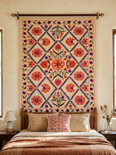 Handmade Suzani Embroidered Wall Hanging Flor...