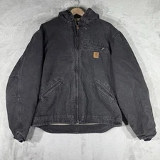 VTG Carhartt Hooded Detroit Jacket Men’s L J141 BLK Black Sierra Sherpa Lined