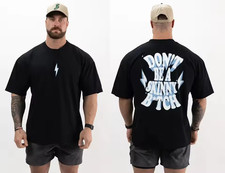 Oversized Men’s Gym T-Shirt Cotton Muscle Fitness Workout Summer Printed Tee Top