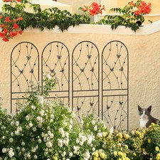 4 Pack Metal Garden Trellis 71x19.7 Rustproof Climbing Plant Support Black