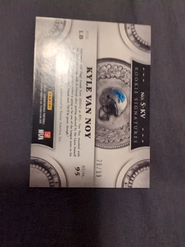 2014 Panini Crown Royale Kyle Van Noy Rookie Signatures Bron Card Auto #S-KV /99 - Image 3 of 4