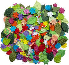 200 Pcs Handmade Mixed Mulberry Paper Flowers Petals and Leaves Scrapbooking Wed