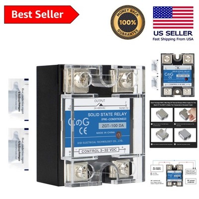 High Performance SSR-100DA Relay: 100A DC-AC Switch for Temperature Controllers