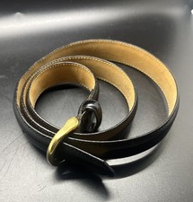 LANDS' END Leather Belt Unisex Size 32 Black w/ Brass Buckle 506 Made in USA