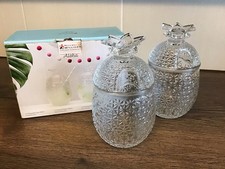 MAXWELL & WILLIAMS ALOHA SET OF 2 GLASS PINEAPPLE CUPS 550ML DESIGNER HOMEWARE