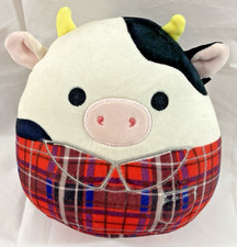 Squishmallows Harvest Conner the Cow w/red flannel shirt 8" plush