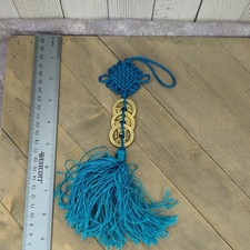 FENG SHUI FORTUNE COIN TASSEL BLUE Hanging Cure NEW Love Peace Contentment Trust