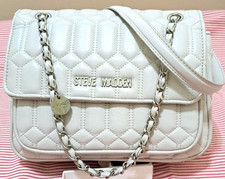 NEW Steve Madden Purse Quilted Crossbody Shoulder Bag Interwoven Chain Silver