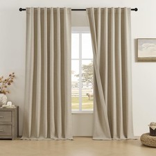 100 Blackout Curtains 120 Inches Long 10 ft Tall,Extra Long Curtains Linen T...