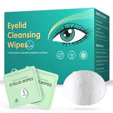 30PCS Eyelid Wipes for Dry Eyes & Blepharitis Relief, Tea Tree Oil Eyelid Cle...