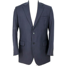 Jos A Bank Sport Coat Mens 42L Navy Blue Wool Tweed Lined Blazer Jacket Preppy