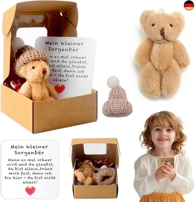 AUDASI Pocket Hug Positive Mini Teddybär, Mini Bär Inspirierender Deutsche Karte F