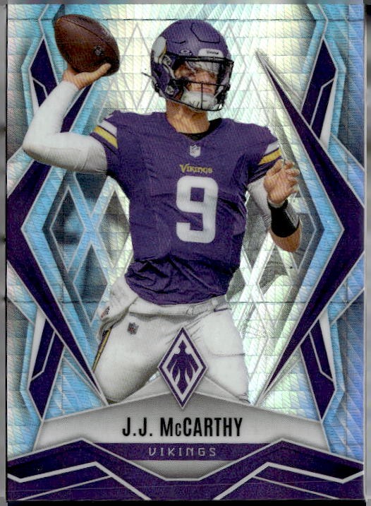 2025 Panini Phoenix #38 J.J. McCarthy Light Blue Lava Prizm #/325