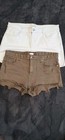 Damen H&M Jeansshorts Paket X2 Top Zustand Khaki/Off White Größe 12
