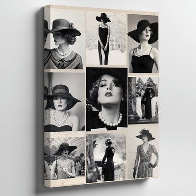 Wall Art Create A High-fashion Collage Featuring Iconic Black And White Images