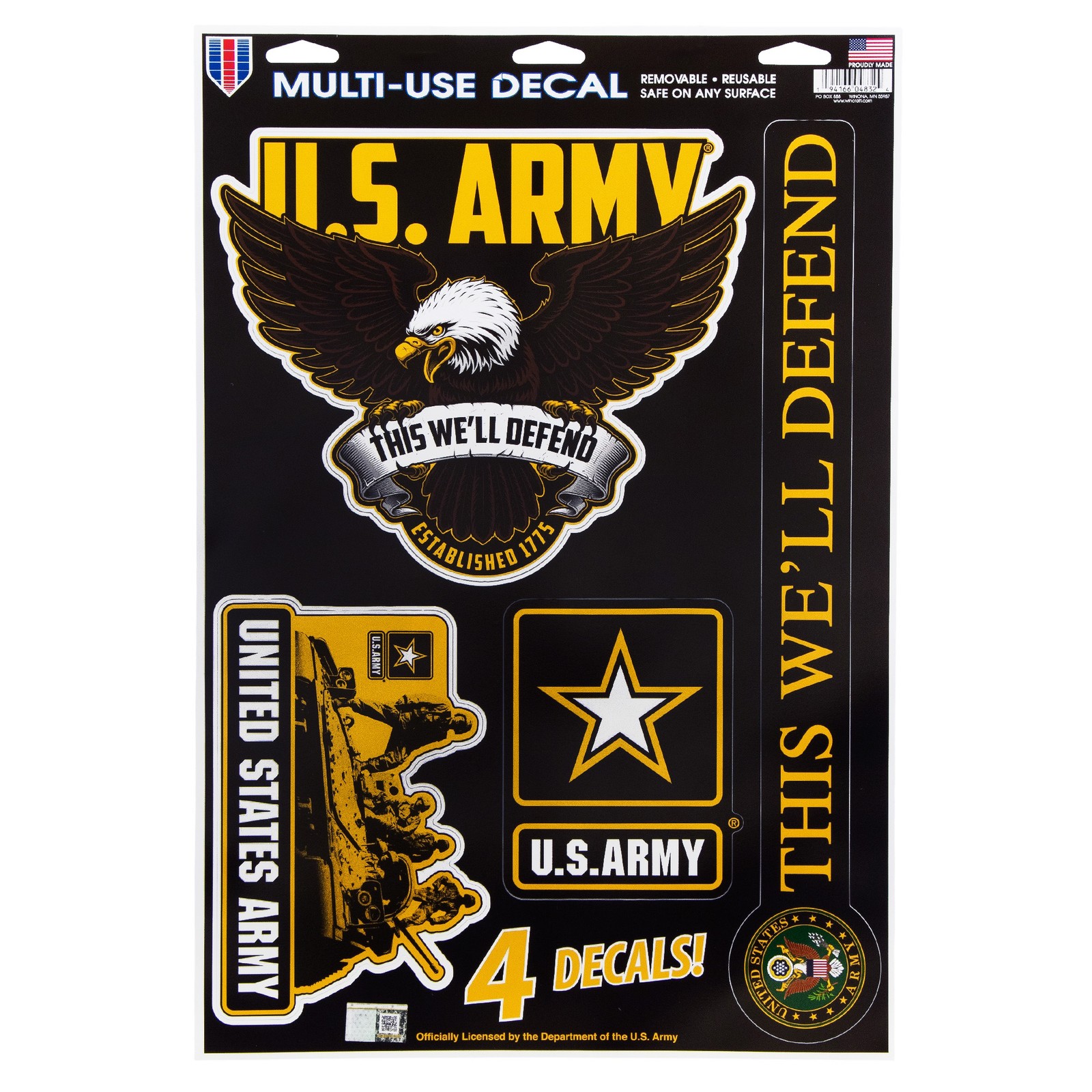Официально лицензированный Армией Соединенных Штатов Набор многоразовых наклеек многоразового использования из 4шт 2790₽