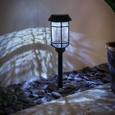 Solar Powered Crackle Glass Post Light For Paths , Flowerbeds,Borders & Driveway