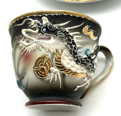 LOVELY 1920s Dragonware Tea Cup & Saucer NUDE GEISHA LITHOPHANE