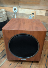 Polk Audio PSW110 Powered Subwoofer Wired Cube Wood Grain Brown