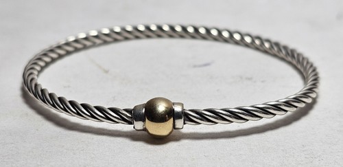 BRAZALETE TORCIDO 14K y PLATA ESTERLINA CAPA BACALAO-925 585-6.5" 7.7mm-WOW - Imagen 5 de 6