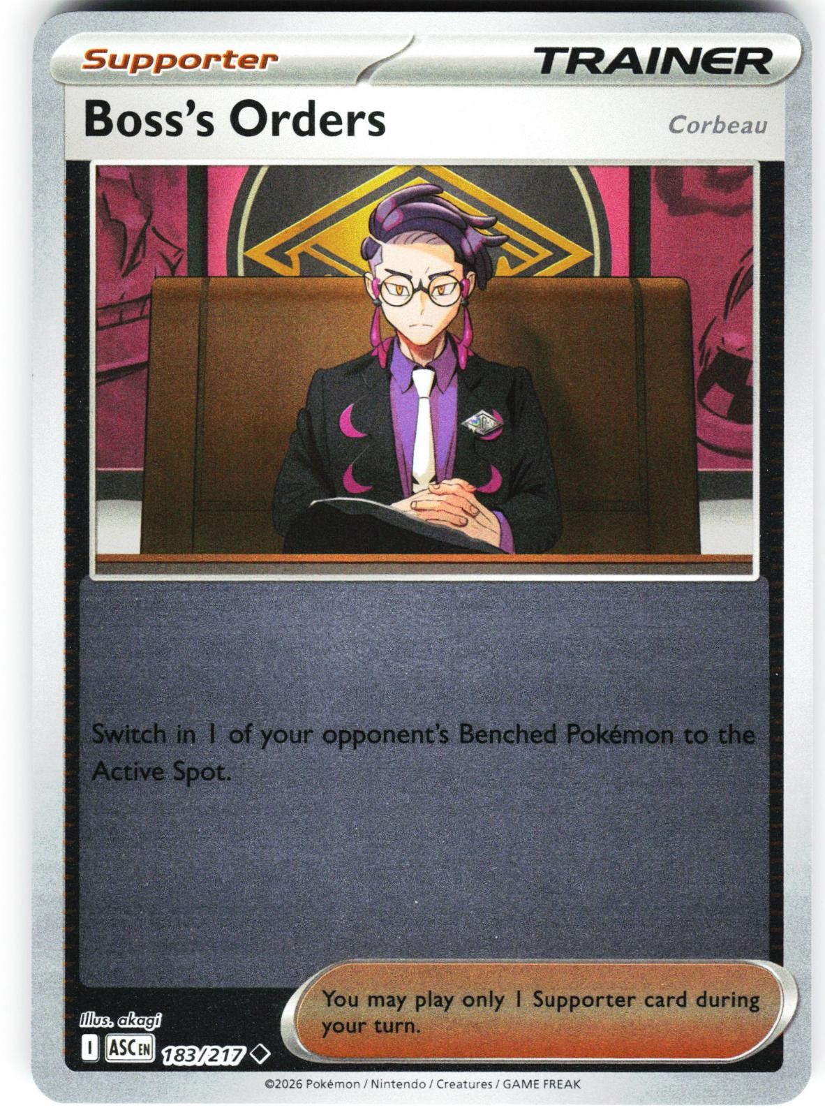 BOSS'S ORDERS [CORBEAU] 183/217 NM REVERSE HOLO ASCENDED HEROES / A79-29