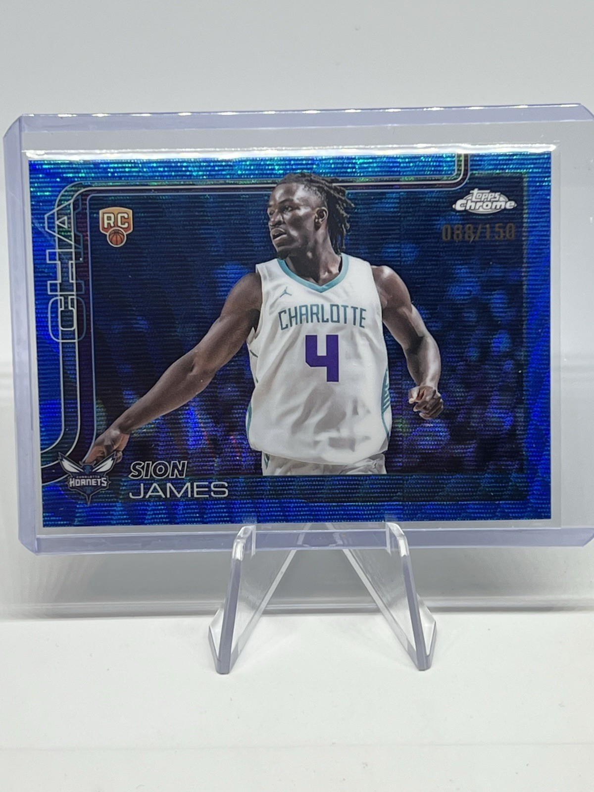 2025-26 Topps Chrome Sion James #283 Blue Wave Basketball Refractor /150 (RC)