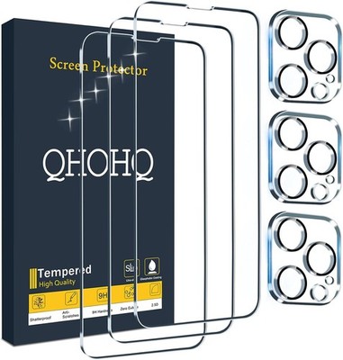 QHOHQ 3 Pack Screen Protector for iPhone 13 Pro Max 6.7 Inch with Lens