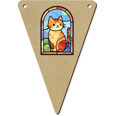 5 Wimpel/Fahnen ''Buntglas Katze'' 140 mm (BN00097291)